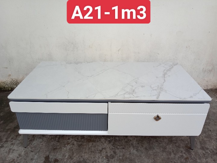 Bàn trà sofa Tundo mặt đá nhập khẩu vân xám
