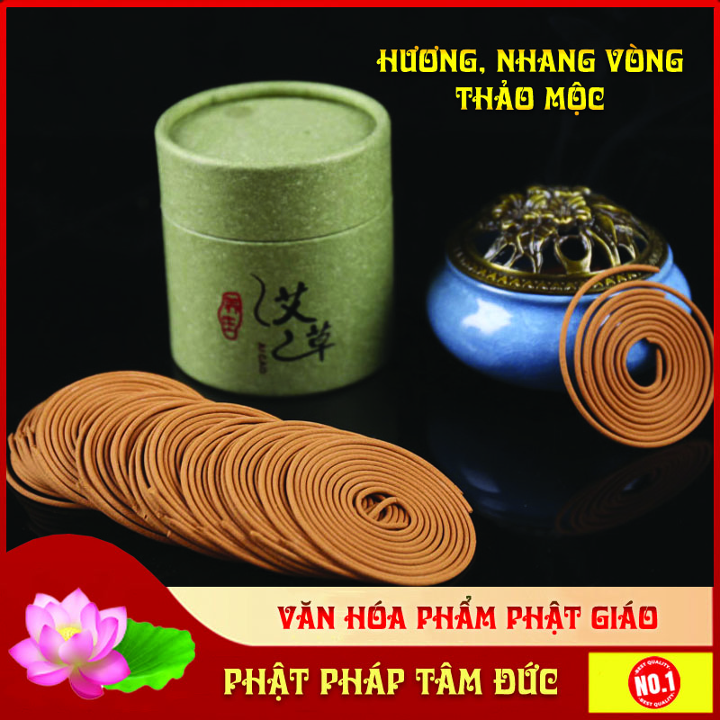 Nhang vòng, hương vòng thảo mộc tự nhiên trầm hương, đàn hương, ngải cứu - An toàn 100% cho sức khỏe - 1 hộp 48 khoanh