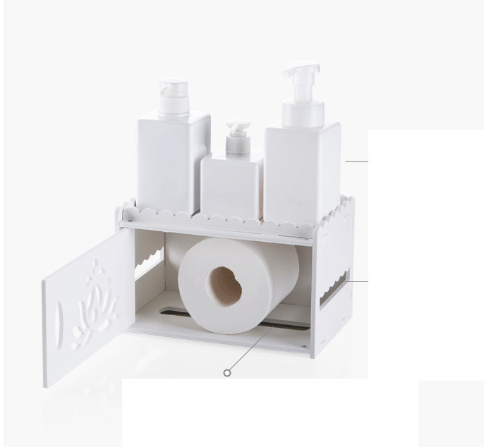 Kệ mỹ phẩm treo tường kèm hộp rút khăn giấy