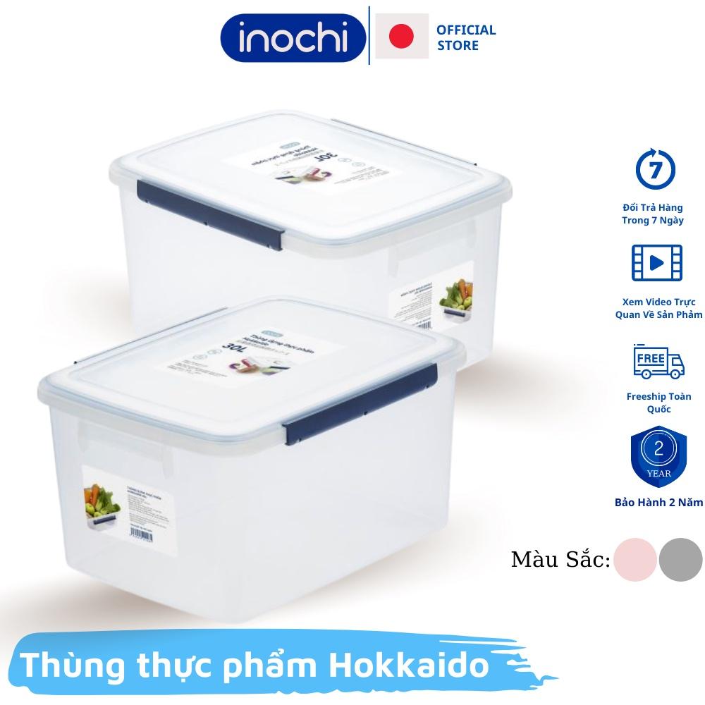 Thùng nhựa trong suốt đựng Thực Phẩm đựng đồ có nắp Hokkaido 10L-18L-30L các loại đồ khô để tủ lạnh Chính Hãng Inochi