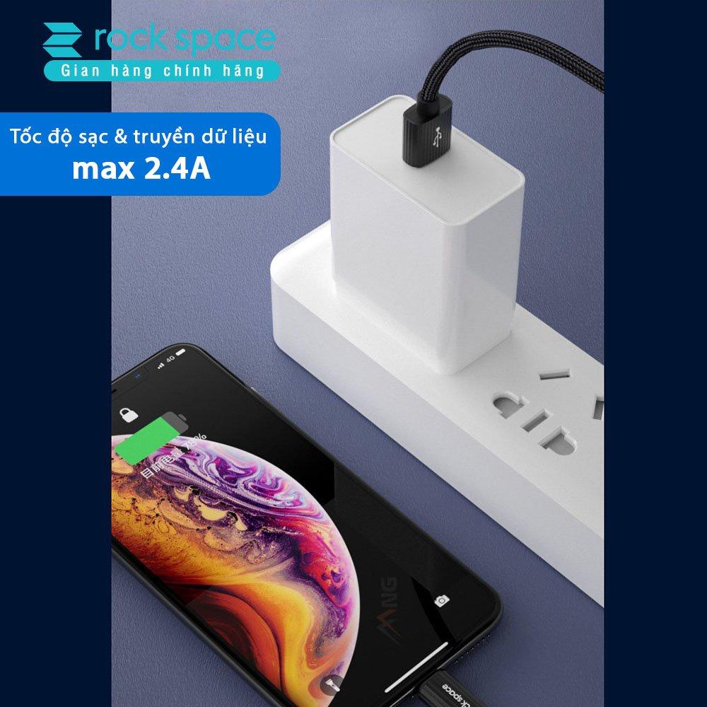 Dây cáp sạc nhanh Rockspace R11 dành cho Iphone , dây dù chống đứt gẫy - Hàng chính hãng