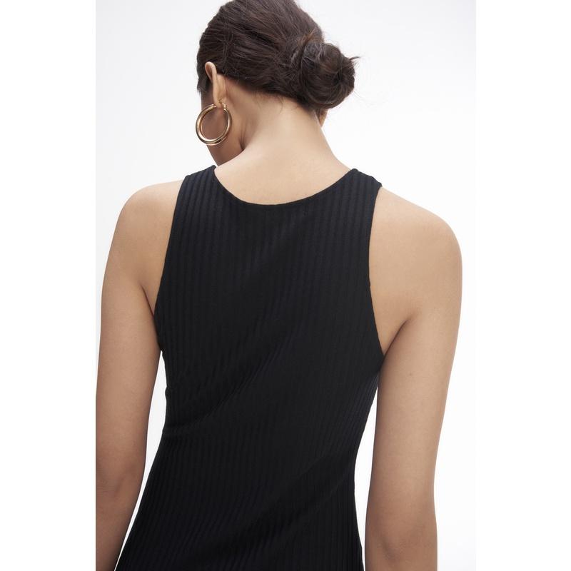 Là min - Đầm Black Side Slit Knit Dress