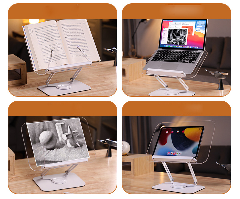 Giá Đọc Sách, Kiêm Giá Đỡ Laptop Tablet Xoay 360 Độ - Điều Chỉnh Độ Cao Góc Nhìn Đến 180 Độ.