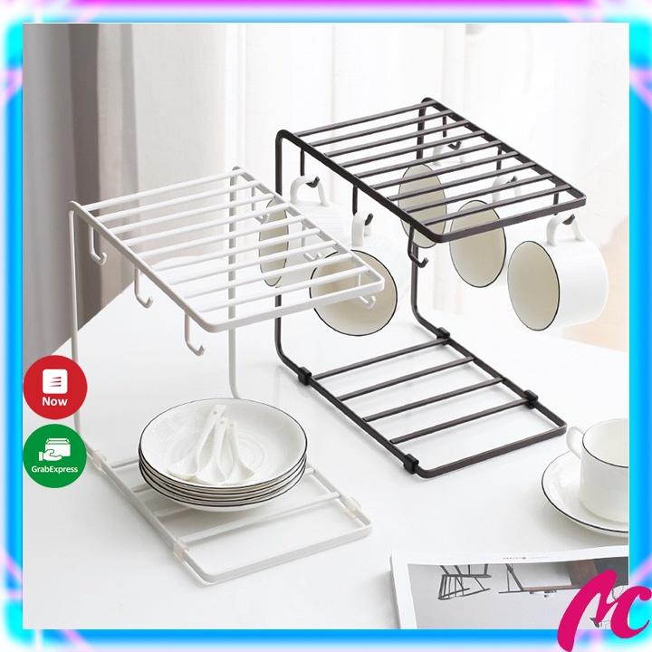 Giá treo cốc,chén,tách 6 móc thông minh tiện lợi,gọn gàng sơn đen tĩnh điện