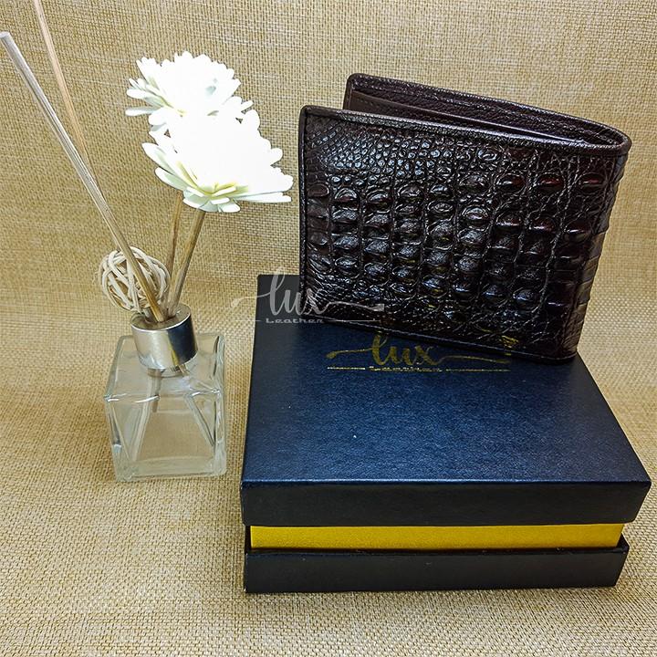 Ví Nam Da cá sấu LuxLeather LM1013 Một mặt - Kiểu ngang - Da Gù nguyên con
