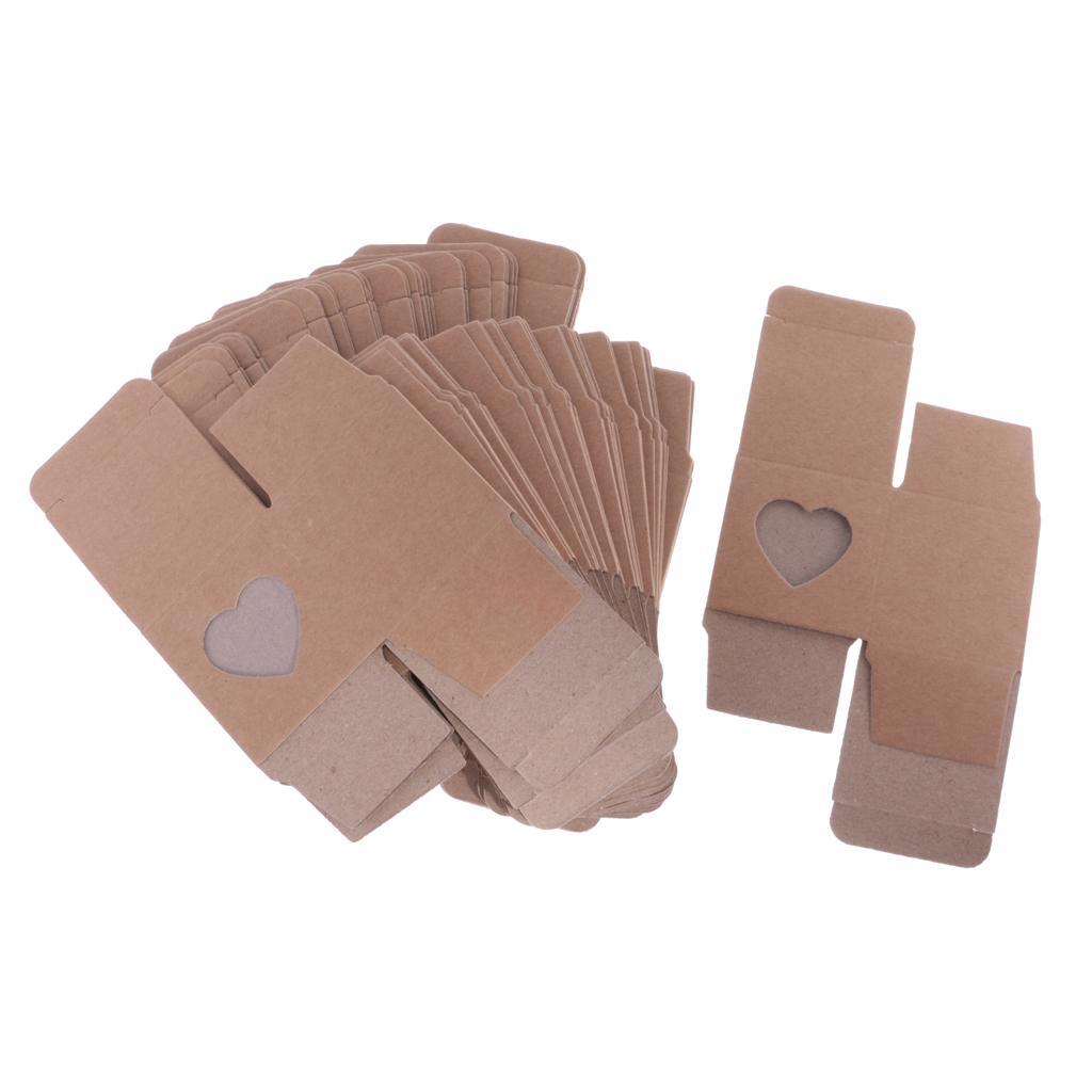 2X 50 Pieces DIY Kraft Rustic Candy Gift Boxes Heart Window Decor Wedding Favor