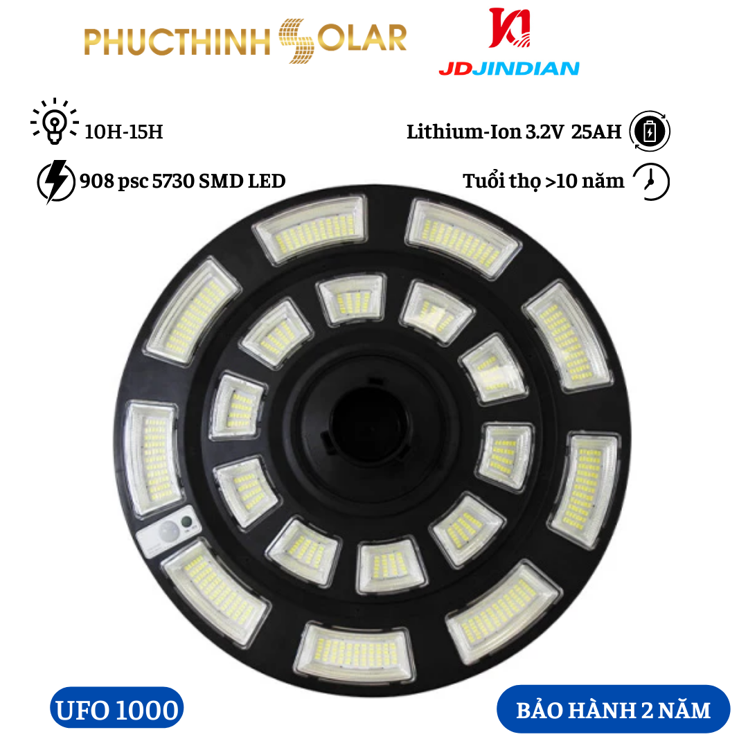 Đèn Sân Vườn Năng Lượng Mặt Trời 1000W Jindian JD-UFO1000 Đèn LED Ngoài Trời, Đèn UFO 1000W | Phúc Thịnh Solar