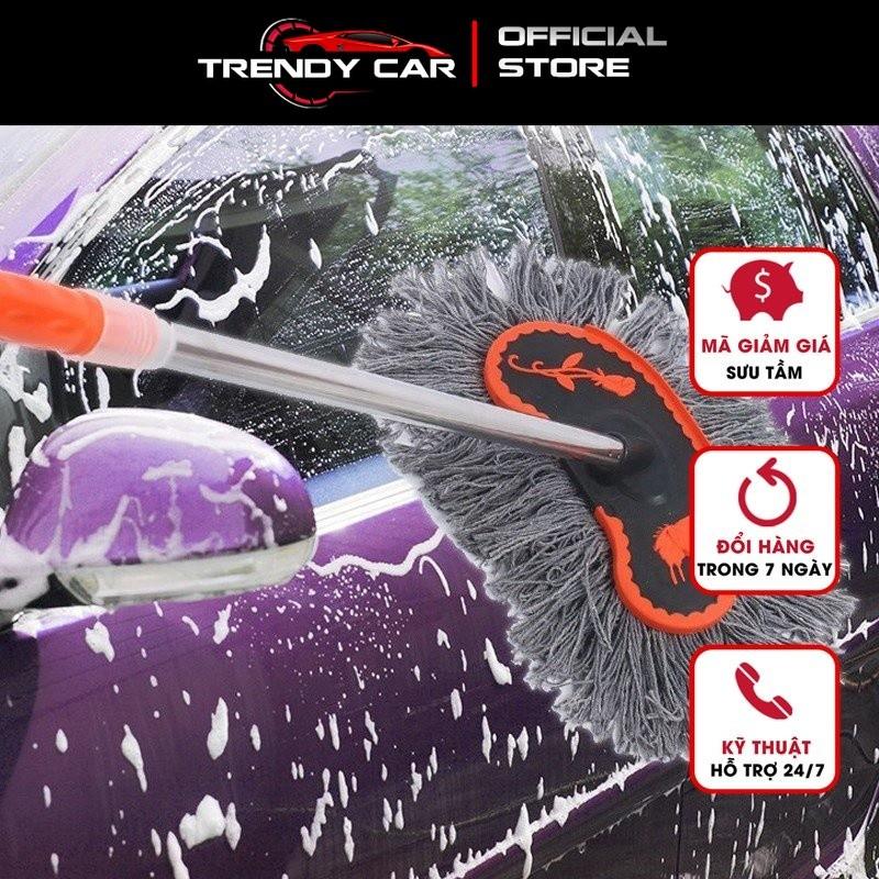 Cây Lau Rửa Xe Ô Tô Cán Dài,Sợi Lau Mềm - Chổi Dài xám cán inox bền bỉ có thể kéo dài hoặc thu gọn