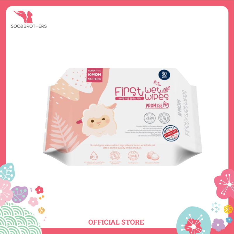 Khăn ướt cho bé cao cấp K- Mom dạng túi 30 tờ