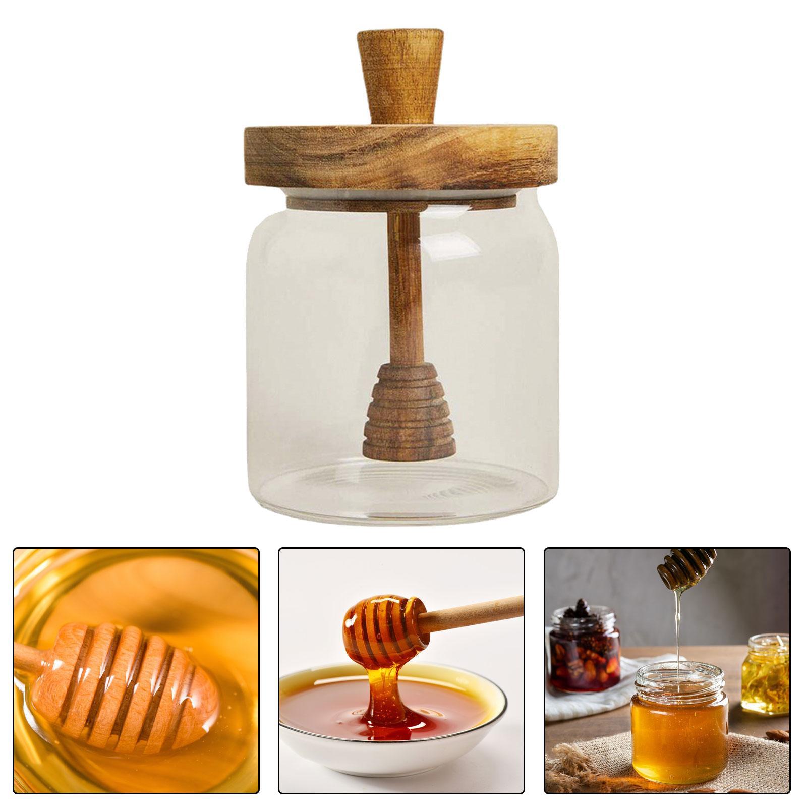 Honey Bee Pot Clear Honey Storage Container Dispenser for Home Syrup Office