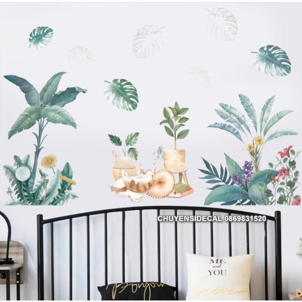 Decal trang trí tường - Họa Tiết Hoa Lá Cổ Điển cá tính mới
