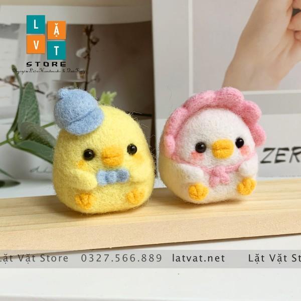 Bộ kit len chọc Biệt Đội Gà Con nhỏ nhắn - dễ thương - Needle felting chicken cho người mới bắt đầu- móc khoá từ len