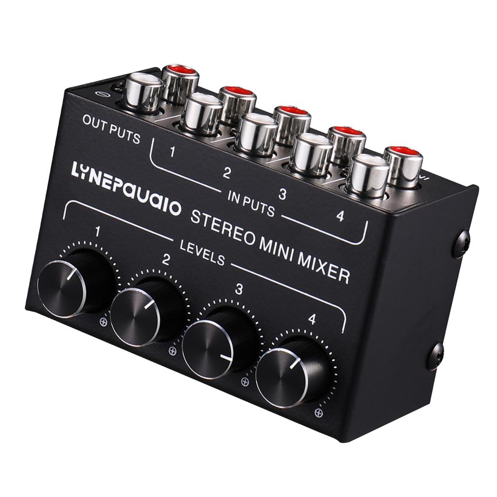 Mini Stereo Mixer 4 Channel Audio Mixes 4 in 1 Out for Desktop Laptop Phones