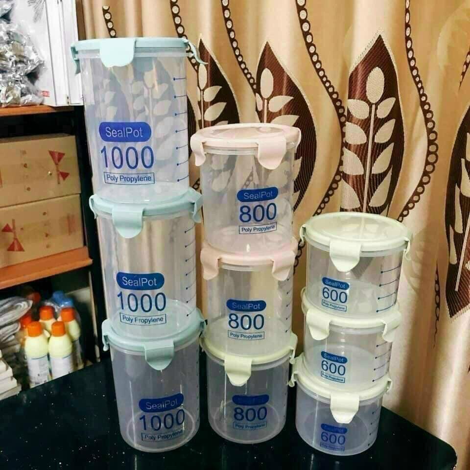 Set 3 hộp đựng thực phẩm, đựng hạt ngũ cốc, gia vị nắp kín, set gồm 3 hộp 600, 800, 1000ml, siêu tiện lợi