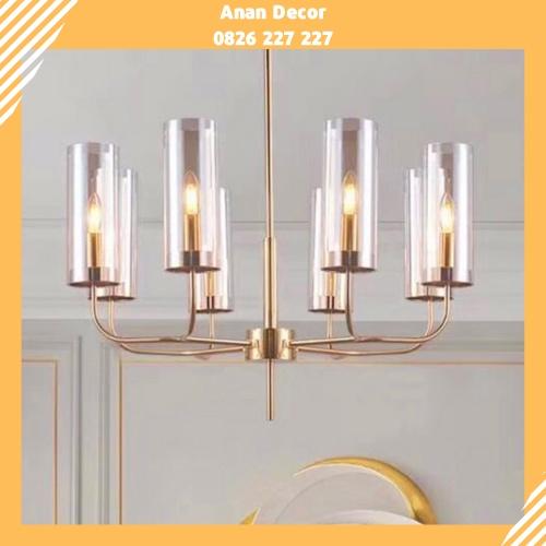 Đèn chùm thả trần hình trụ tròn kết hợp tay nến trang trí phòng khách TH-8087 ; TH-8088