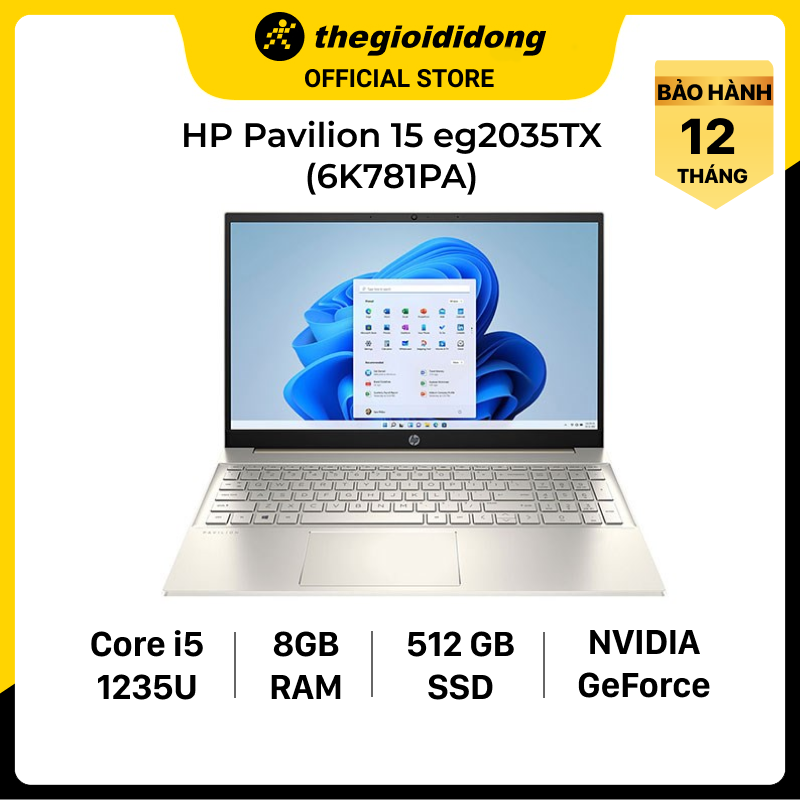 Laptop HP Pavilion 15 eg2035TX i5 1235U/8GB/512GB/2GB MX550/15.6&quot;F/Win11/(6K781PA)/Vàng - Hàng chính hãng