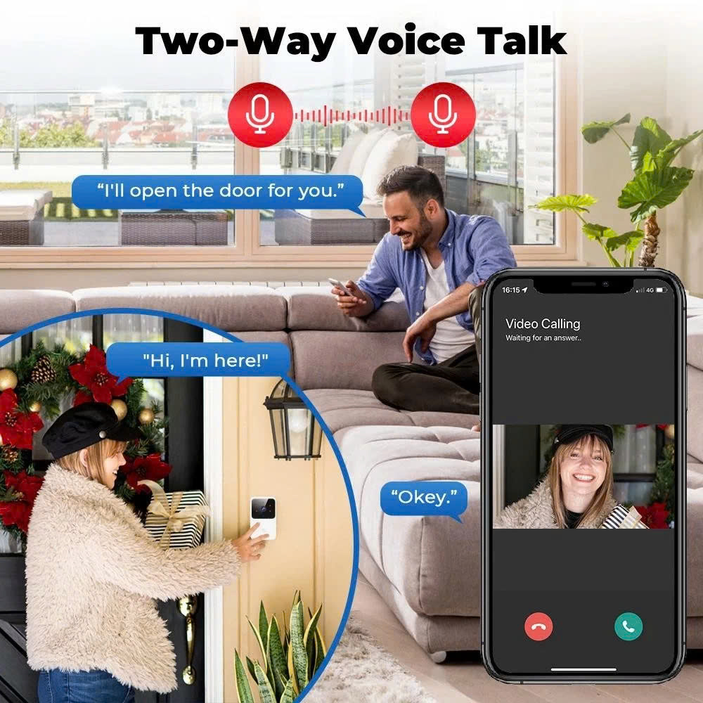 ChuôngCửa Không Dây Thông MinhCao Cấp Kèm Camera Wifi – Kết Nối Ổn Định, Chống Nước, Xuyên Tường 300m