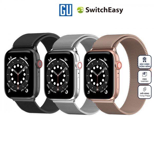 Dây đeo SwitchEasy Mesh Stainless Steel Màu Silver For Apple Watch Series (1~8/ SE/Ultra) Hàng Chính Hãng