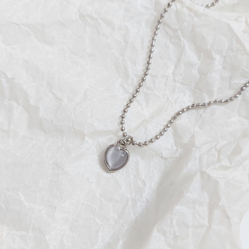 Dây chuyền nữ xích bi tim xám