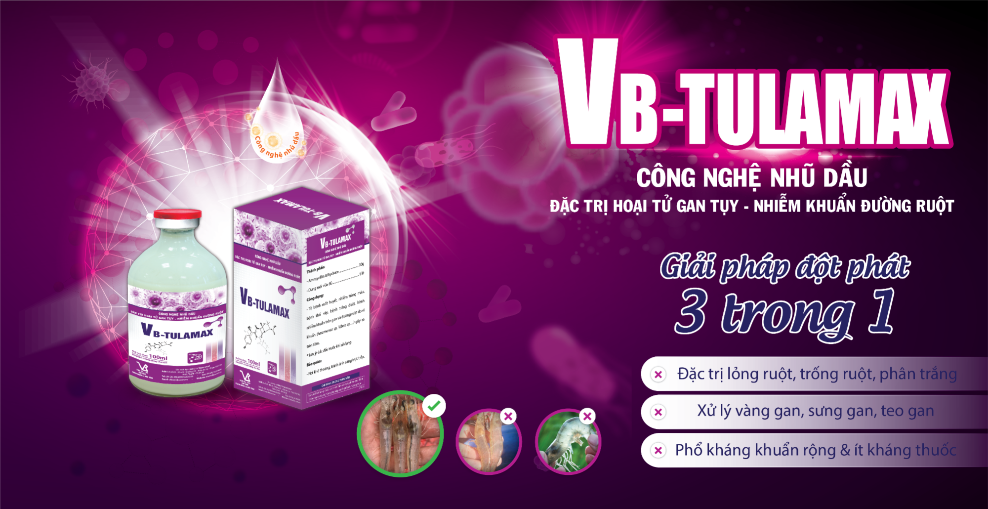 Kháng sinh ngừa bện gan, ruột cho tôm, chai 100ml
