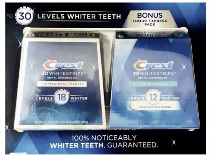 Set 2 Hộp Miếng dán Crest 3D White Professional Effects & 1 Hour - 30 GÓI ( không xuất hóa đơn đỏ )