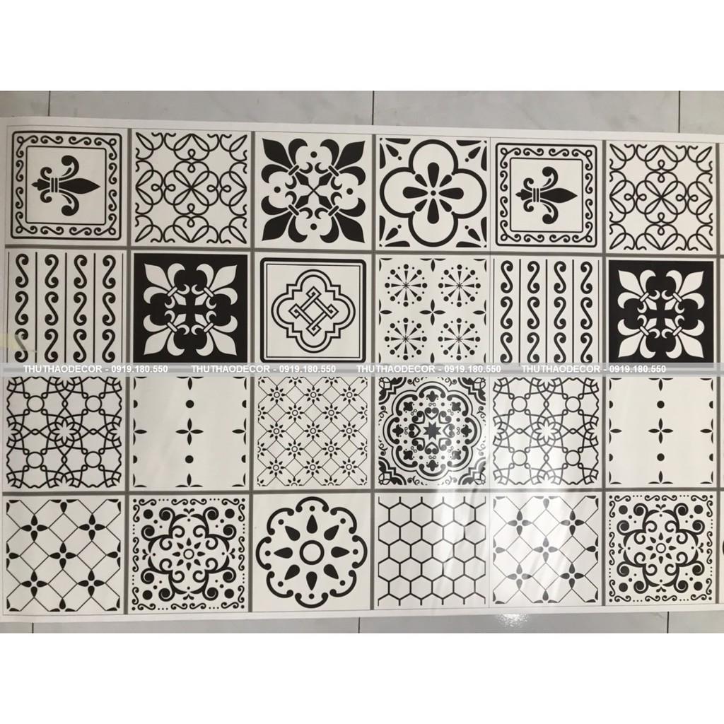 Decal Dán Bếp GẠCH BÔNG ĐEN ĐƠN SẮC 002 - Hàng in tại xưởng