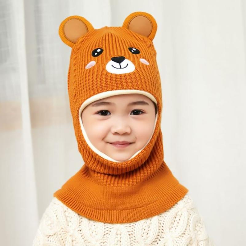 2020 Bé Gái Mới Mùa Đông Mũ Ấm Gấu Skullies Beanies Dệt Kim Mũ Trẻ Em Balo Mặt Nạ Nón Gorras