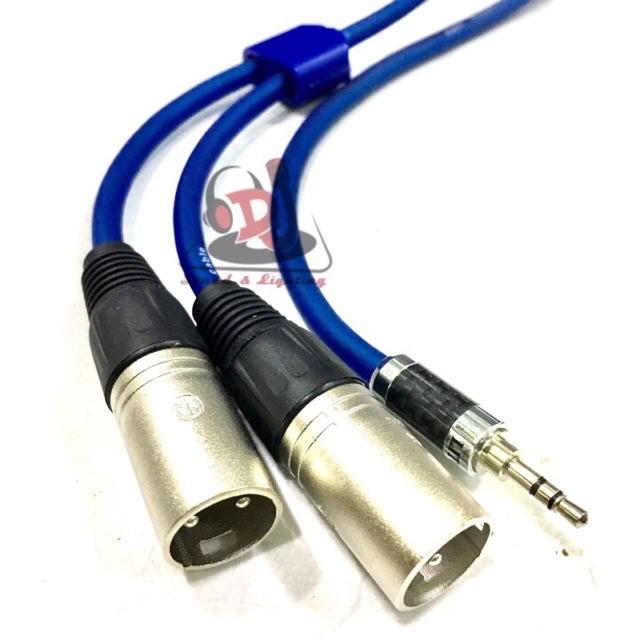 Dây Jack 3.5 ly ra 2 đầu đực dài 3 mét Jack 3.5mm sang  XLR,