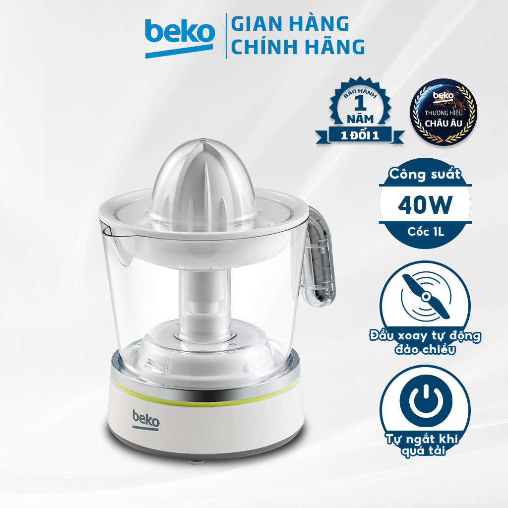 Máy Vắt Cam BEKO 1L Công Suất 40W, Gồm 2 Đầu Vắt Tự Động Đảo Chiều Không Gây Đắng Khi Dùng - CJB5103W - Hàng Chính Hãng