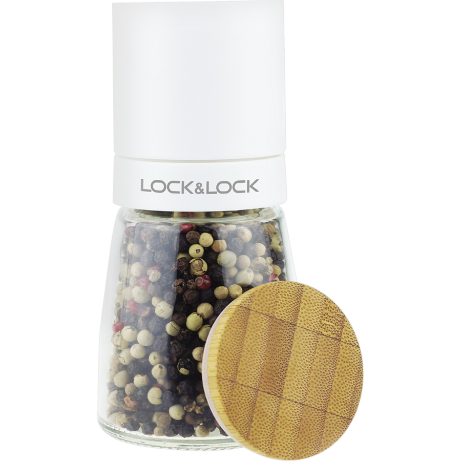 Bộ 2 hũ xay tiêu thủy tinh CKO115S2 140ml Lock&Lock - Màu đen & trắng