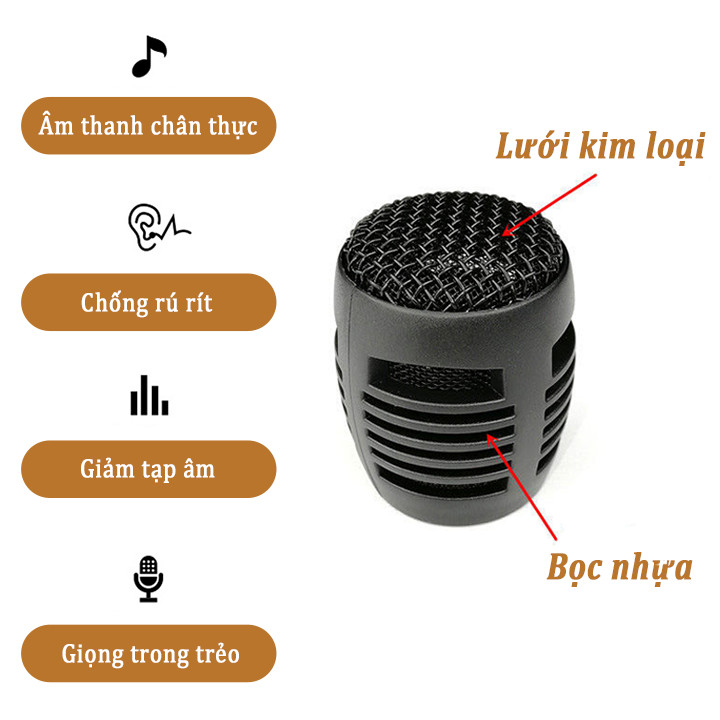 Micro có dây karaoke jack 6.5mm nhỏ gọn dùng cho loa bluetooth, loa di động