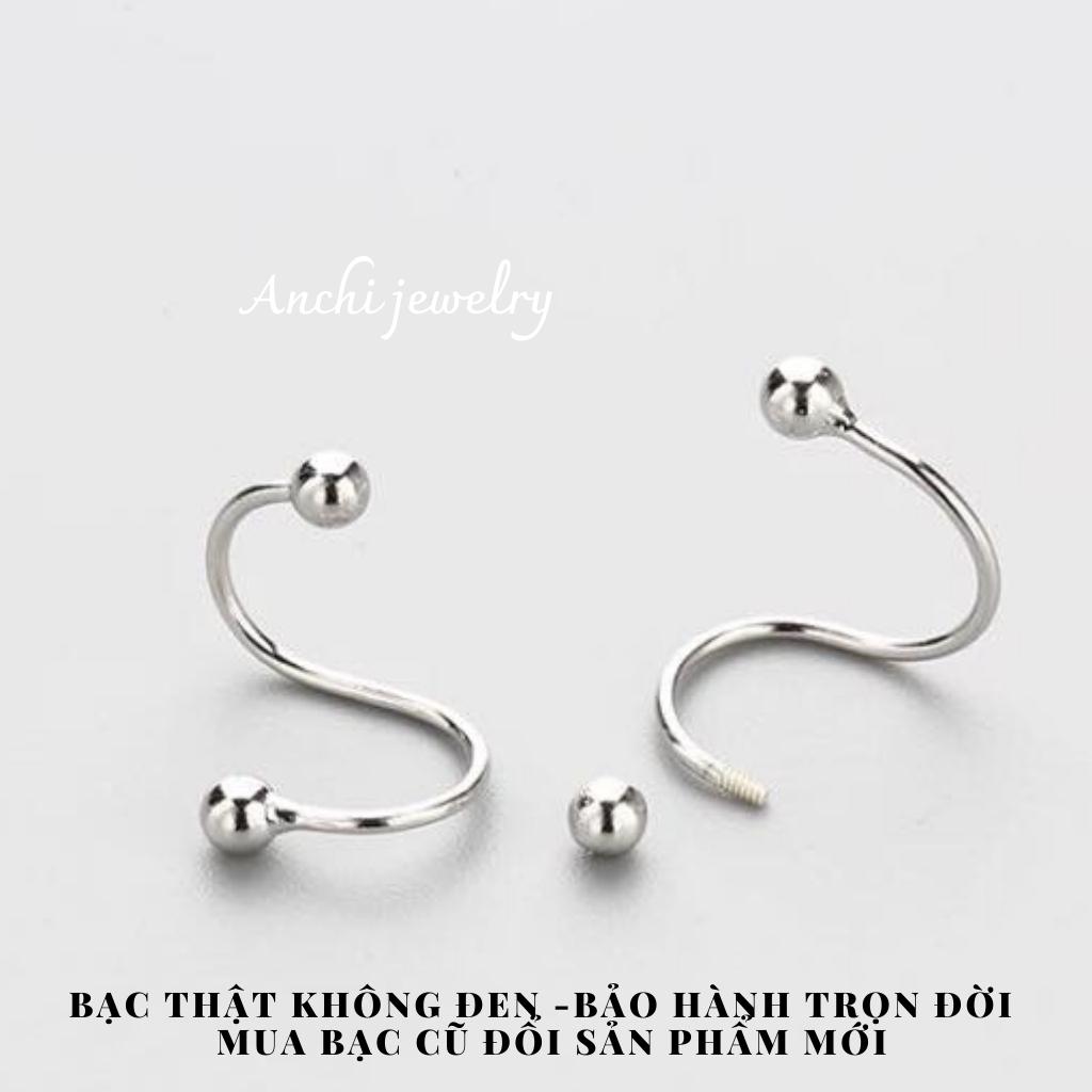 Bông tai vàng tây xoắn lò xo 2 đầu bi zen xoáy đeo được nhiều kiểu hiphop ôm vành cá tính,Anchijewelry