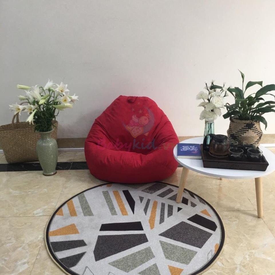 Ghế lười dáng lê, size S, đỏ đô da lộn, có xốp