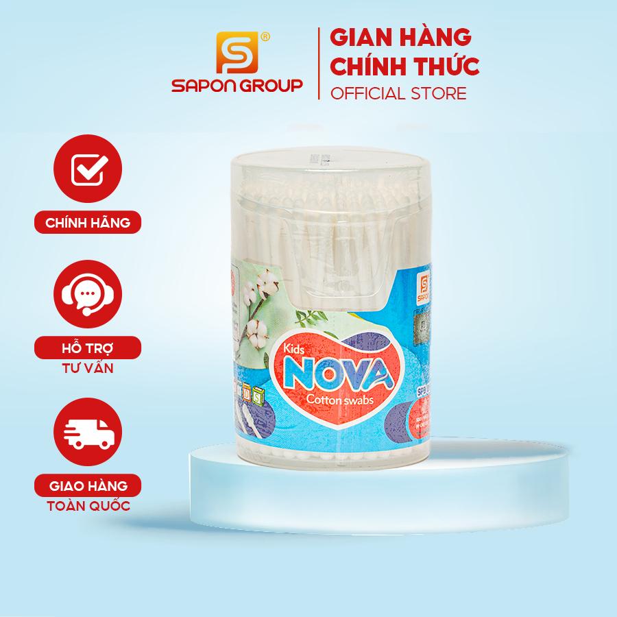 Tăm Bông Vệ Sinh NOVA Hộp Vát Size M – Combo Lố 12 Hộp x 160 Que (TB01-017), Đầu Bông Mịn, Không Rụng Sợi