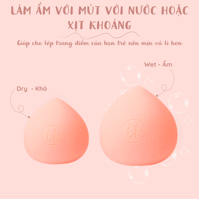 Mút Trang Điểm Đánh Nền Màu Cam Đào BH COSMETICS Peach Orange Blender Makeup Sponge