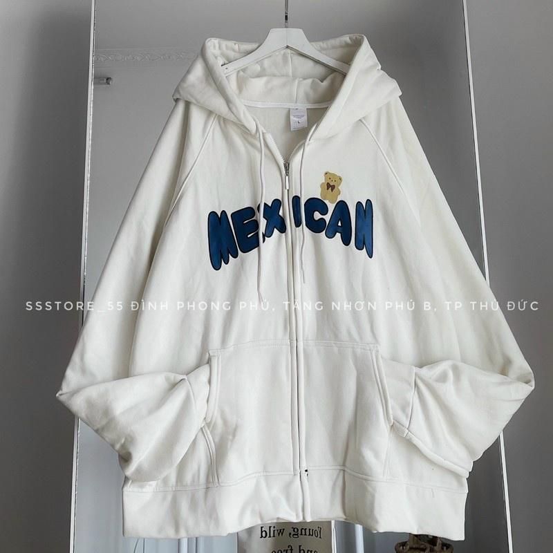 Áo Hoodie Sweater Nữ Họa Tiết Chữ MEXICAN Phối Hình Gấu Chất Nỉ Mềm Mịn mới KTP686