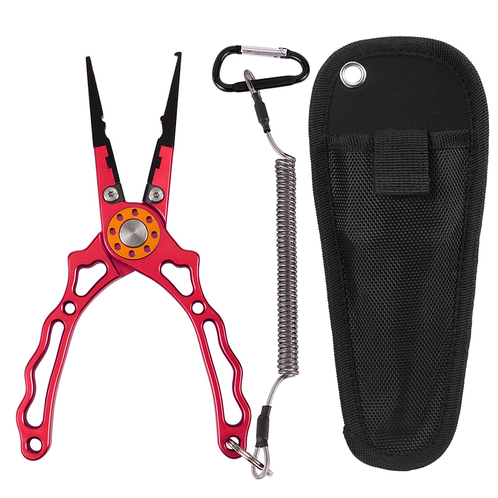 Aluminium Fishing Pliers Hook Remover Pliers Fish Holder Split Ring Tool Clip Clamp Line Cutter with Lanyard Storage Bag