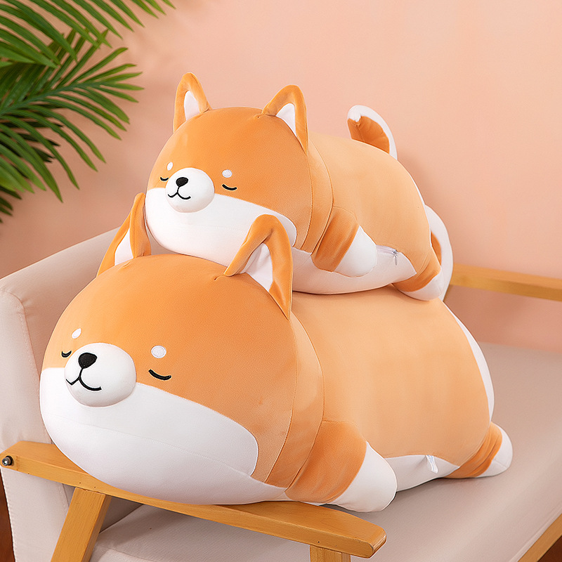 Gấu Bông Chó Shiba Nằm Ngủ Mập Ú Siêu Cưng Cute (35cm---&gt;70cm) Gối Ôm Chó Shiba Ngủ Say Mẫu Mới Dễ Thương Đáng Yêu