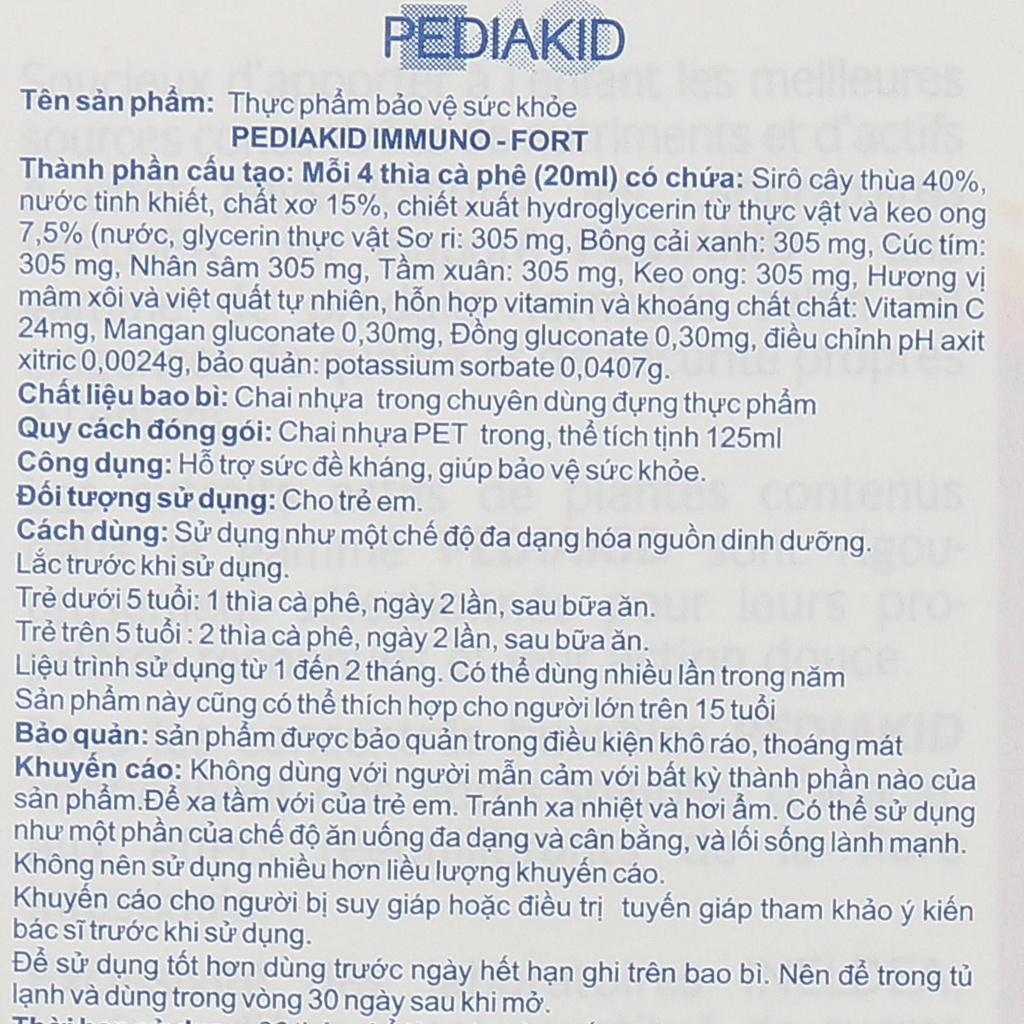 Vitamin tăng cường sức đề kháng PediaKid Immuno - Fort 125ml