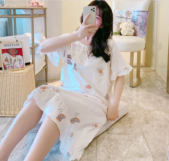 Váy, Đầm Bầu Và Sau Sinh Azuno AZ8856 Chất Liệu Cotton Có Khé Mở Cho Con Bú Mặc Nhà Mùa Hè