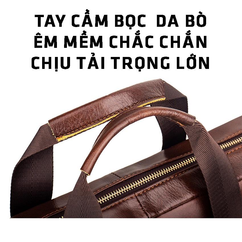 Cặp da nam công sở Lion Da Bò Thật đựng laptop 15,6 inch đi làm Cặp công sở nữ Tuxa