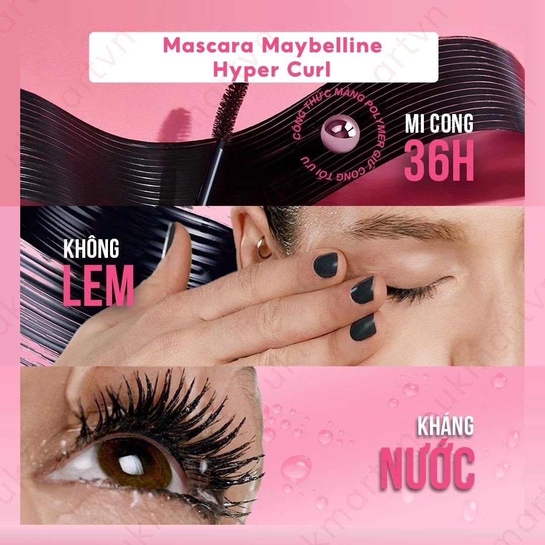 Mascara Dài và Cong Mi Maybelline New York Hyper Curl Waterproof Màu Đen