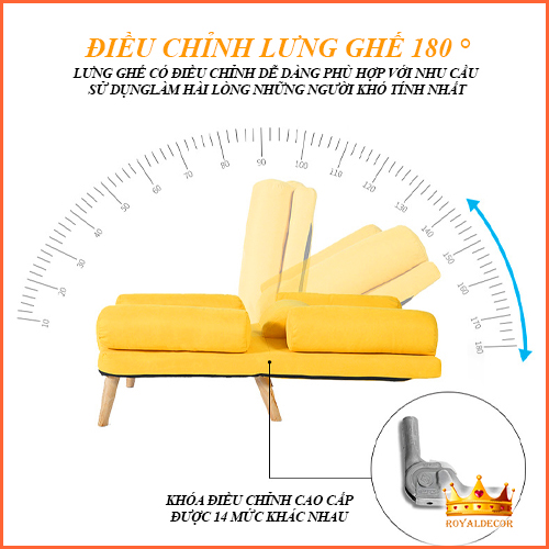 Ghế Lười Thư Giãn Kèm Đôn ROYALDECORHN Lắp Ráp Dễ Dàng - Ghế Sofa Bành Ngồi Đọc Sách Thư Giãn Ngả Lưng 180 độ Nghỉ Ngơi - Nội Thất Phòng Khách, Phòng Làm Việc, Phòng Ngủ