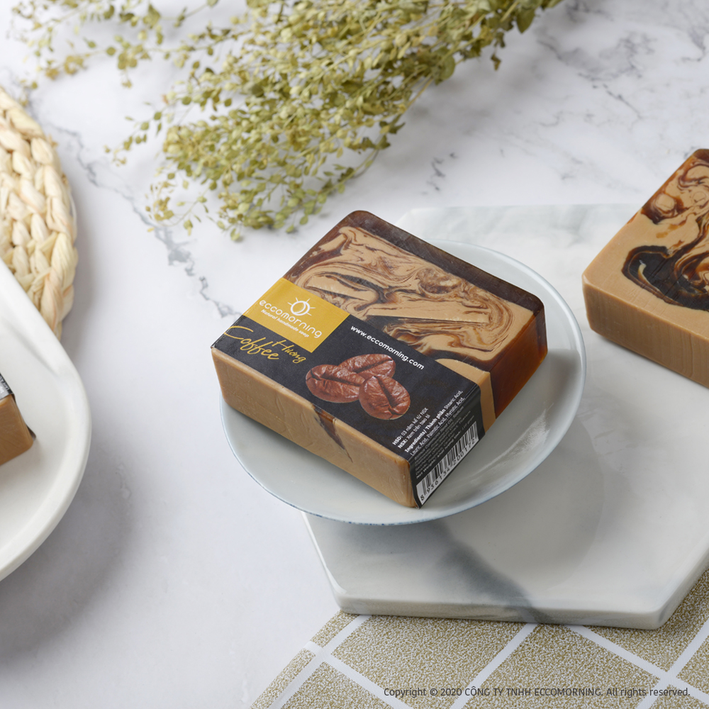 Xà Bông Thiên Nhiên Handmade eccomorning Hình Vuông Hương Cà Phê - Coffee Soap