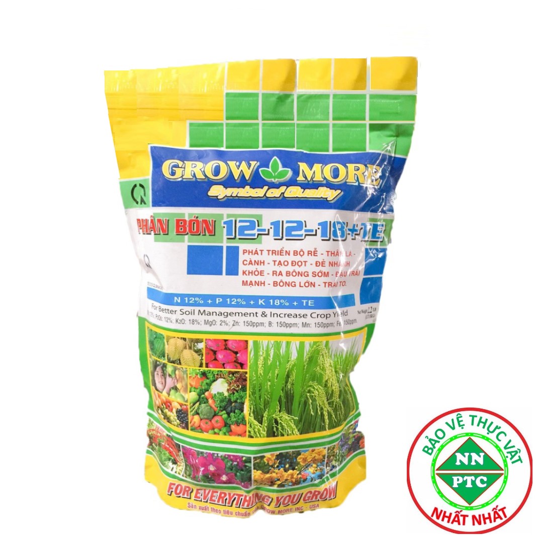 Phân bón Growmore 12-12-18+TE gói 1 kg Phát triển Rễ Thân Cành Lá
