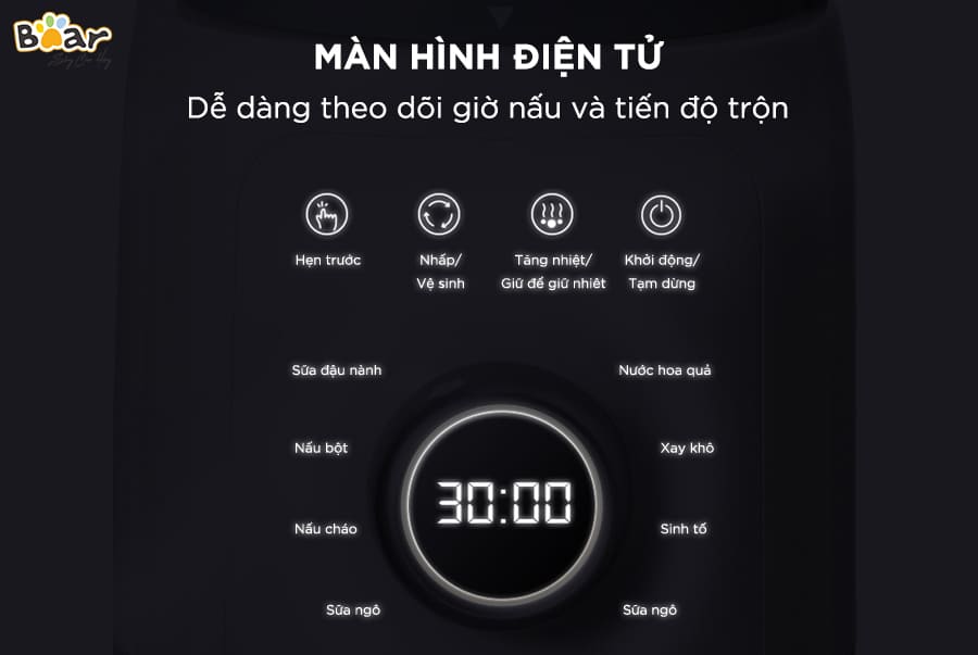 Máy Làm Sữa Hạt Cách Âm Bear PBJ-B10U5 8 Chức Năng Xay Nấu - Hàng Nhập Khẩu