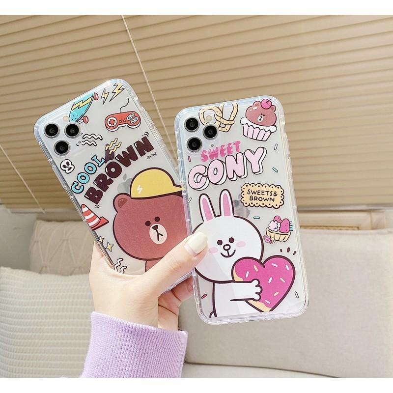 Ốp lưng Case dành cho Iphone Dẻo Hình Gấu Brown Trong Suốt Không Ngả Màu 7g/8g/7Plus/8Plus/X/Xs/Xsmax/Xr/11/11Pro/11Promax/12prm