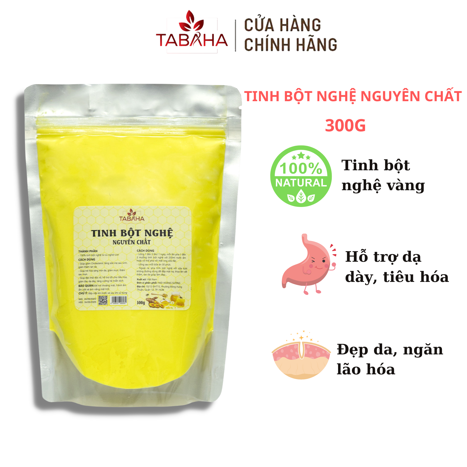 Tinh bột nghệ vàng nguyên chất TABAHA 300g