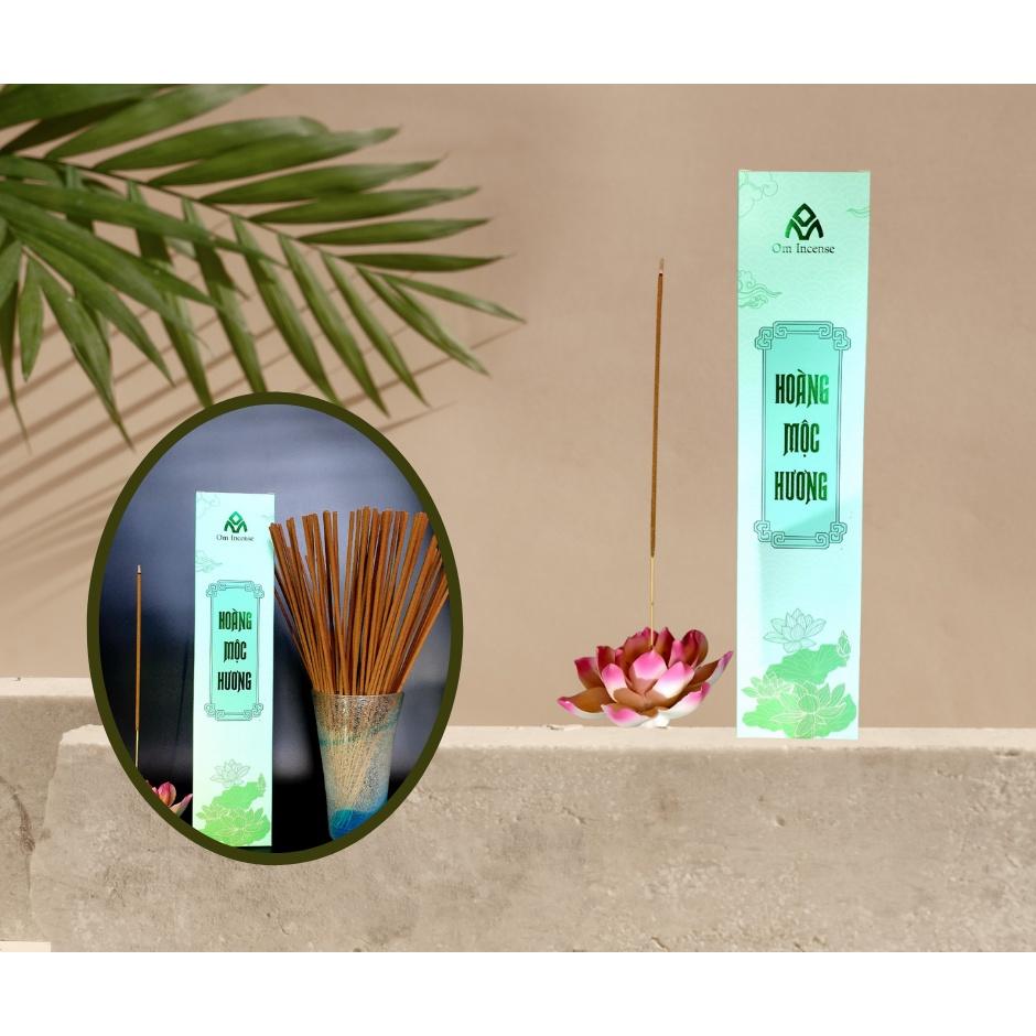 01 Hộp Nhang Thảo Mộc Hoàng Mộc Hương - Om Incense - Nhang sạch Quế Trà Bồng - Chiều dài 30cm - Tăm tre không nhuộm màu