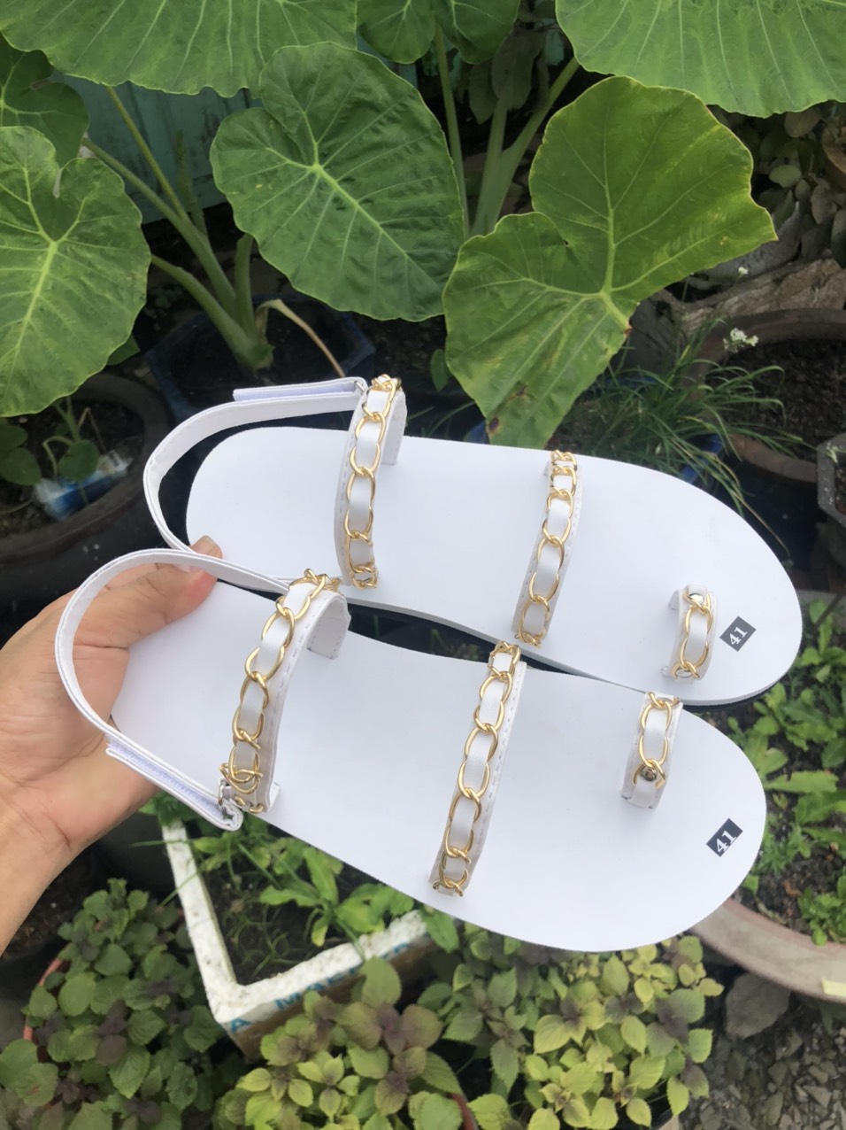 dép sandal nữ  ( đế trắng quai hậu trắng ) size từ 34 đến 41 nữ khác size ib chọn thêm